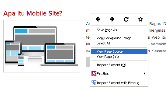 Klik kanan dan pilih View Page Source