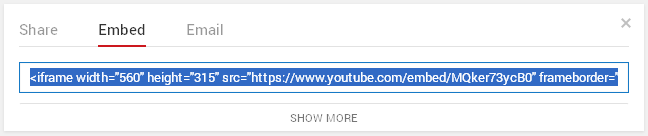 Temukan kata Embed, kemudian klik di situ